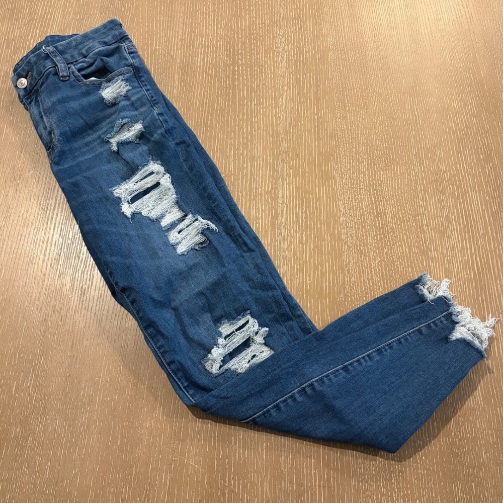 American Eagle Super High-Waisted Jegging Women's Size 8 Distressed Skinny Jeans